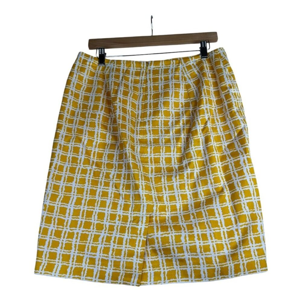 Talbots Plaid Knee Length Skirt size 12P Yellow/White - Picture 4 of 6